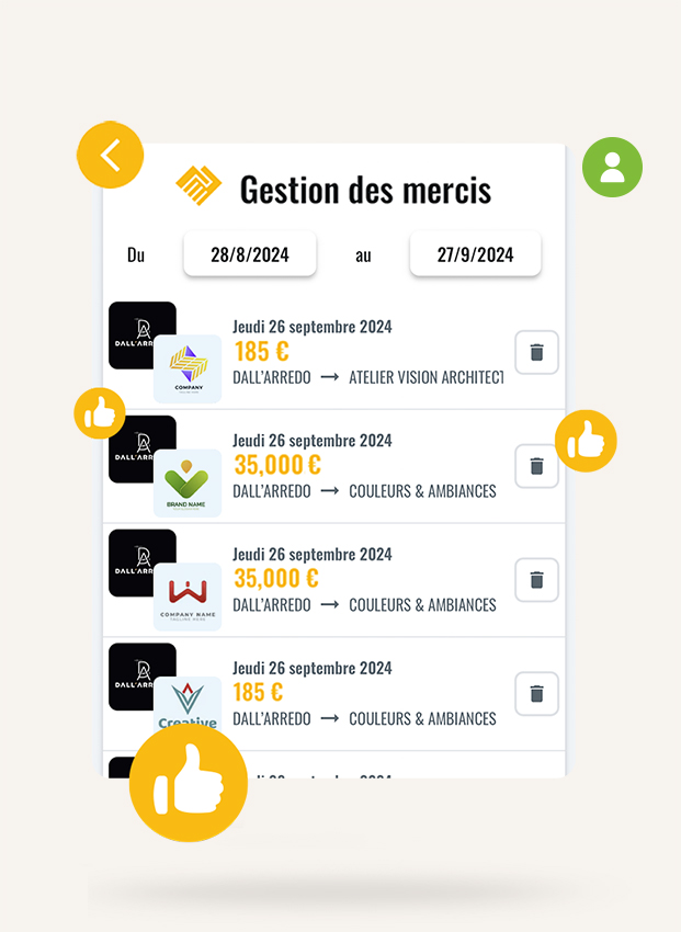 Gestion des mercis